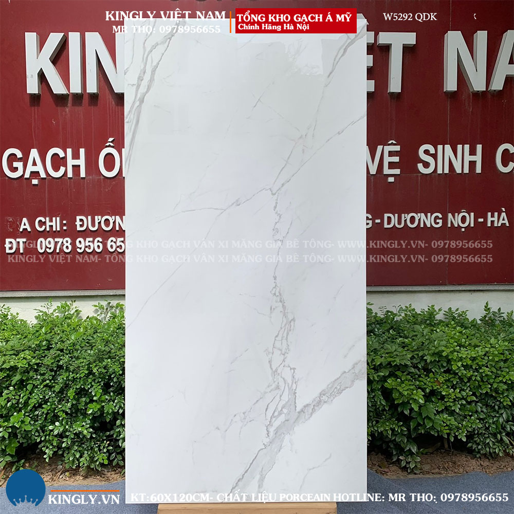 Gạch trắng vân khói marble 600x1200 Á MỸ W5292 Loại 1